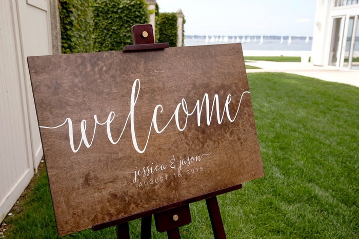 Welcome Sign at Wedding Inviting People to Connect