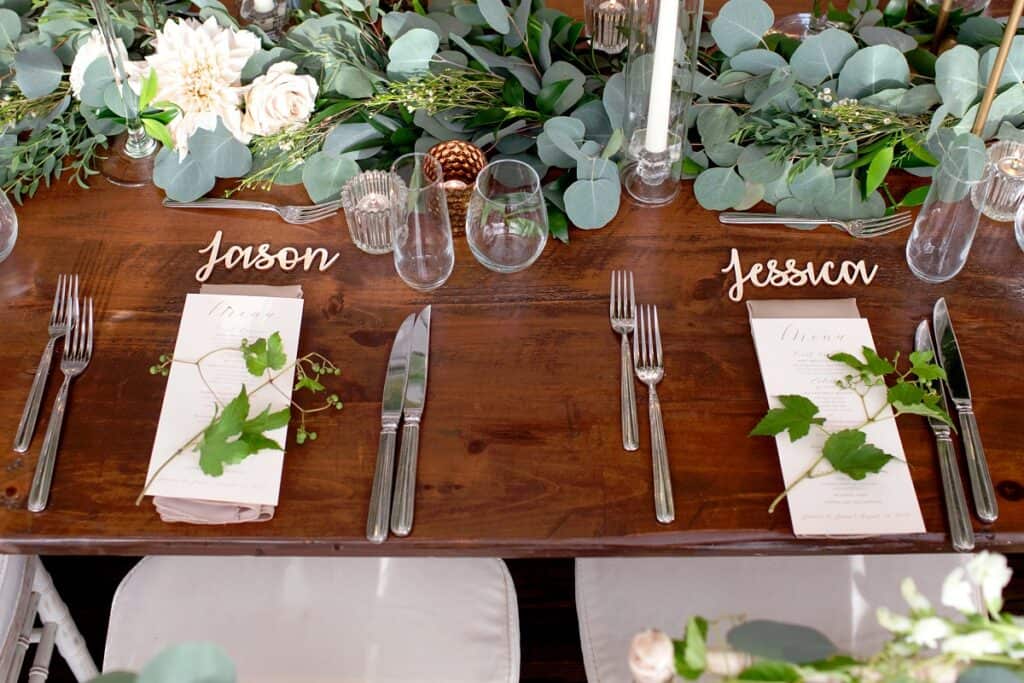 Jason and Jessica Wedding Table Setting